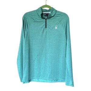 Spyder Active Men's Quarter Zip Pullover Teal Long Sleeve Performance Shirt Sz M